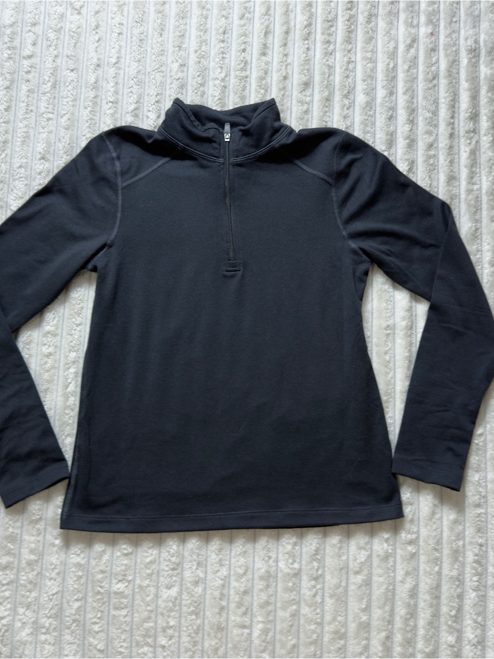 REI kids Co-op Teens Black Poly/Spandex Stretch 1/4 Zip Mock Neck Pullover M
